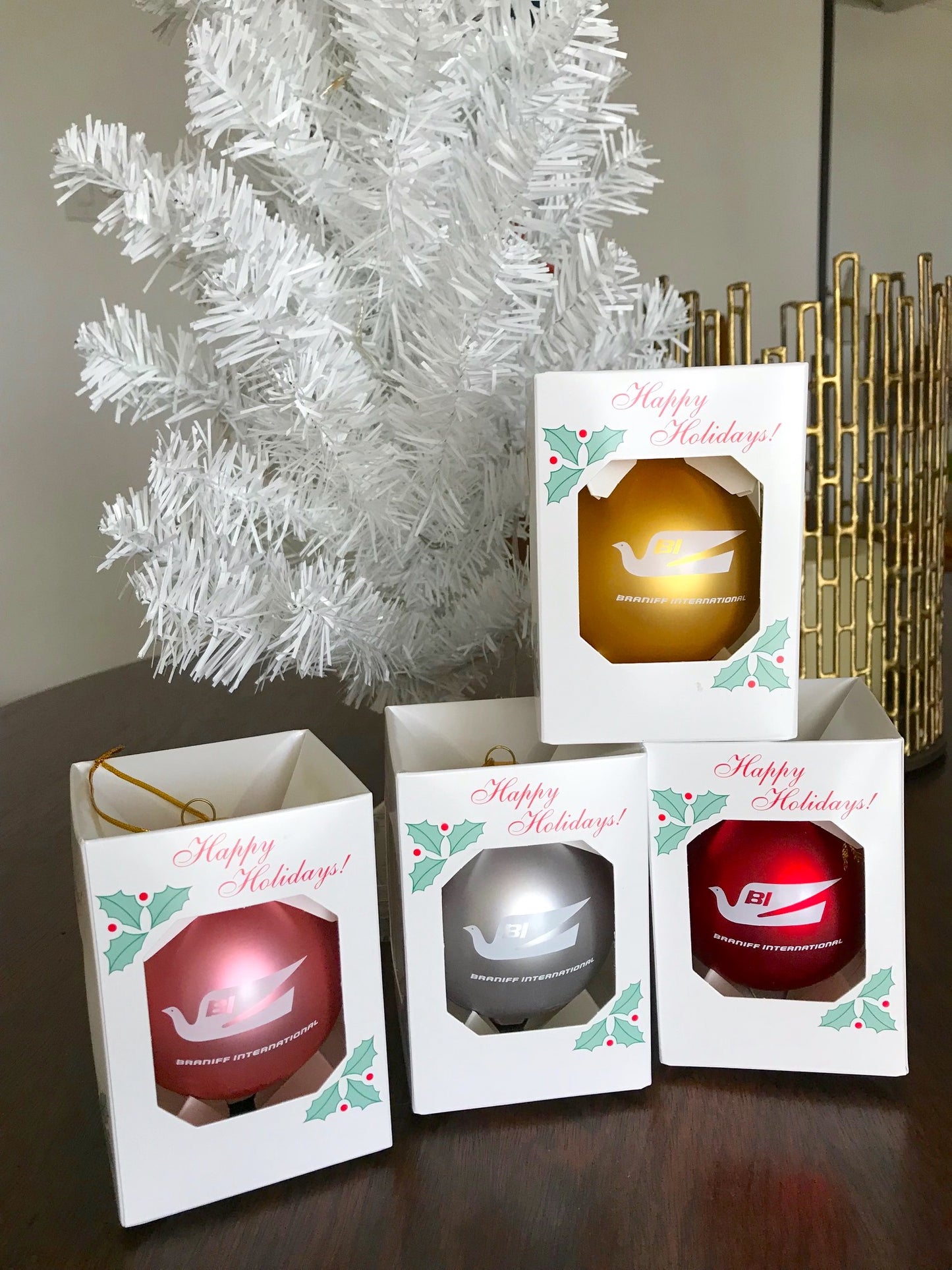 Christmas Ornament GLASS Single End of the Plain Plane Bluebird