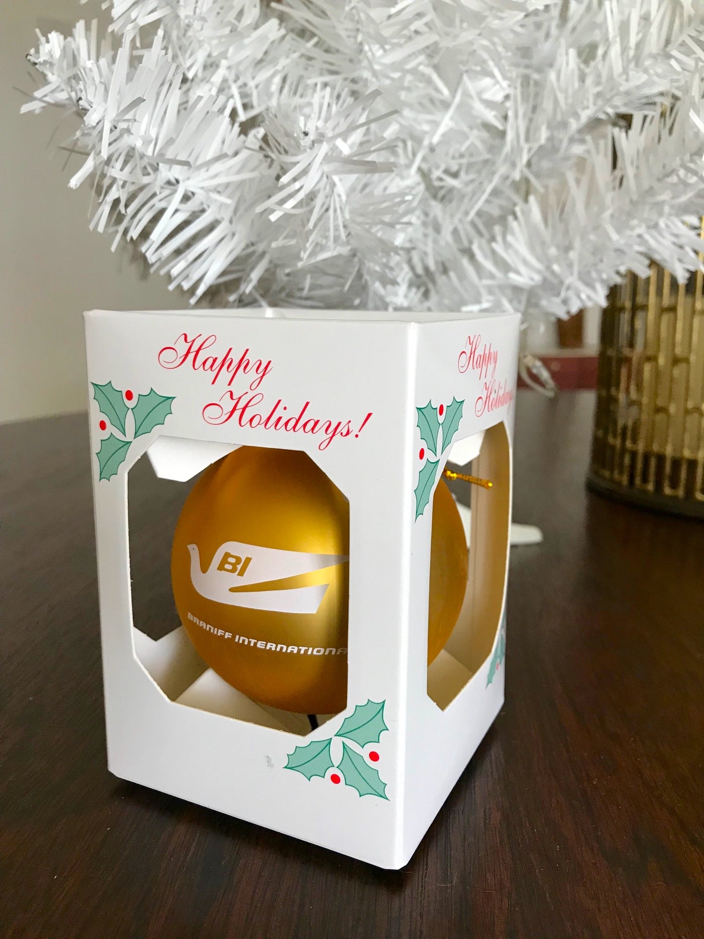 Christmas Ornament GLASS Single End of the Plain Plane Bluebird