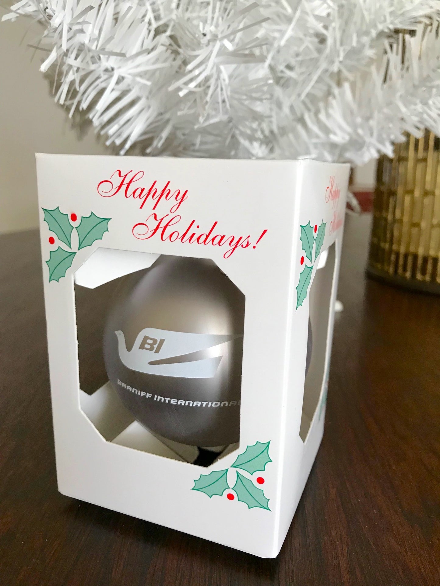 Christmas Ornament GLASS Single End of the Plain Plane Bluebird