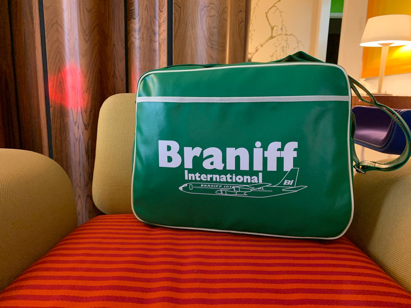 Flight Bag Luggage Retro Braniff Boeing 707 Logo Green Black