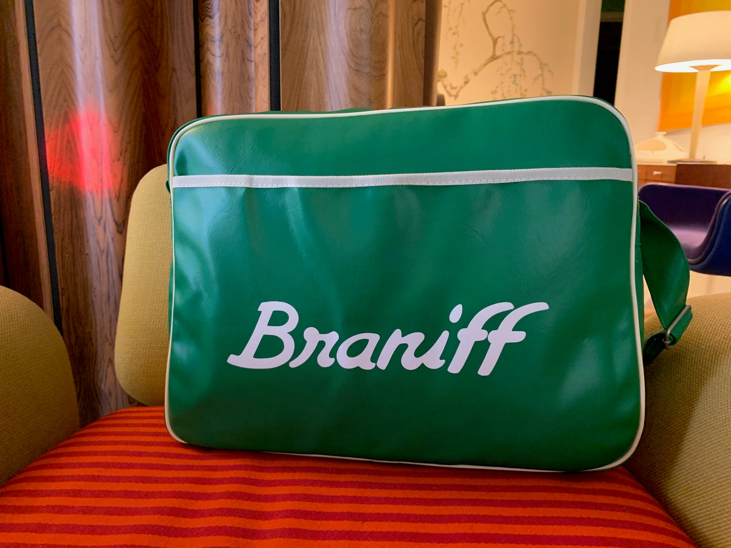 Flight Bag Luggage Retro Braniff Ultra Logo Green Black