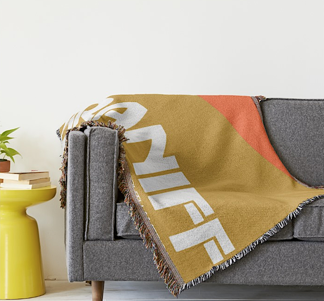 Throw Blanket 727 Braniff Place Two Tone Orange