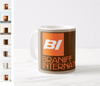 Coffee Mug 11 oz Braniff BI Logo and Ultra Font Orange and Brown