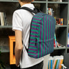 Backpack Braniff Alexander Girard End of the Plain Plane EOTPP Aircraft Interior Fabric 1965 Purple Green Stripe