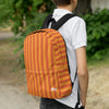 Backpack Braniff Alexander Girard End of the Plain Plane EOTPP Aircraft Interior Fabric 1965 Orange Orange Stripe