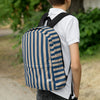 Backpack Braniff Alexander Girard End of the Plain Plane EOTPP Aircraft Interior Fabric 1965 Navy Cream Stripe