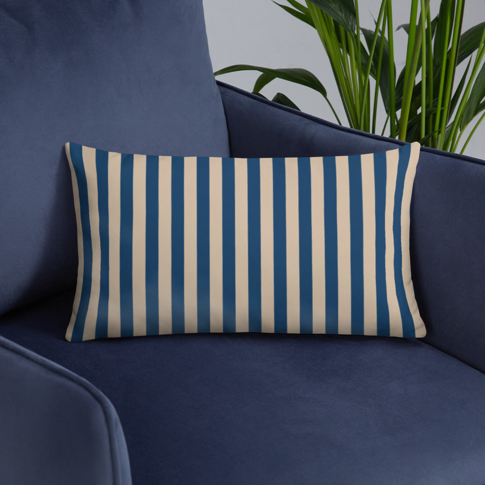 Pillow or Lumbar Bar Pillow Braniff Alexander Girard Aircraft Interior Design 1965 Navy Cream