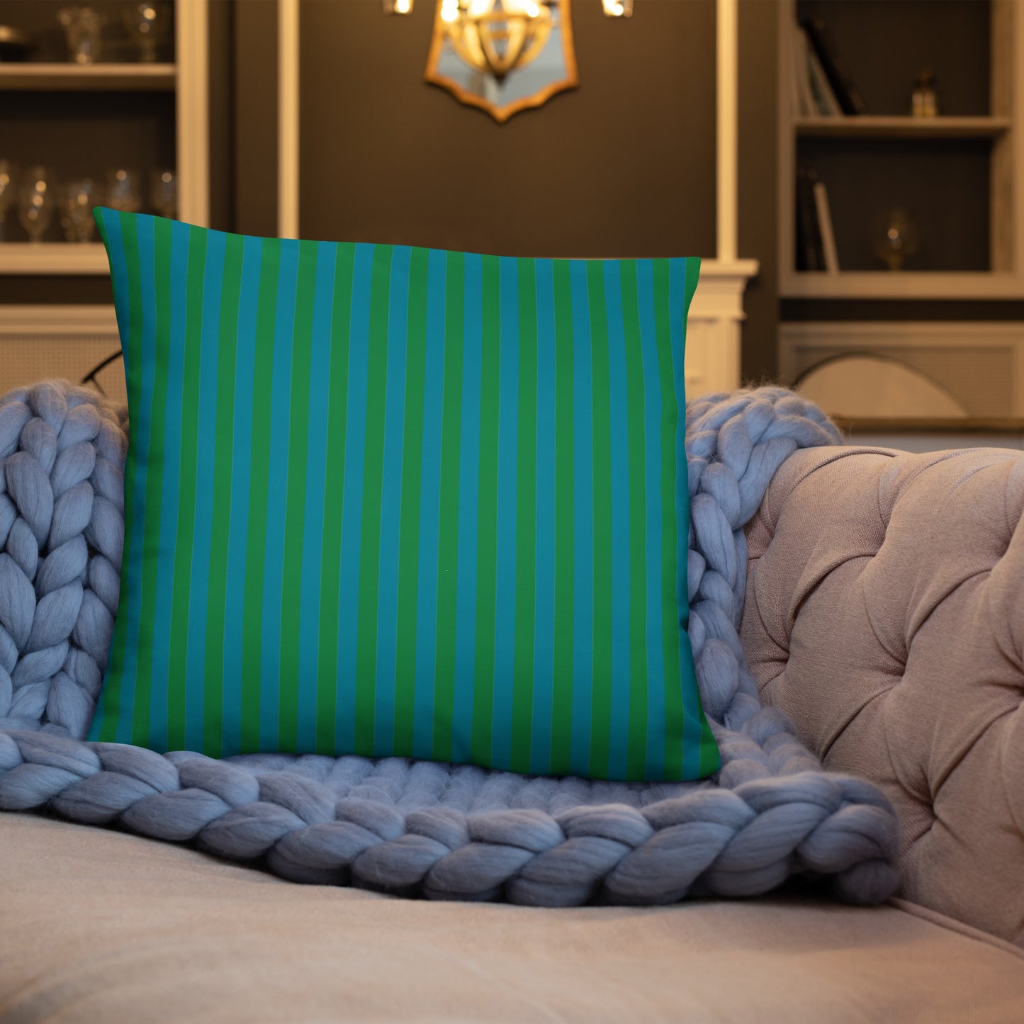 Pillow or Lumbar Bar Pillow Braniff Alexander Girard Aircraft Interior Design 1965 Green Blue