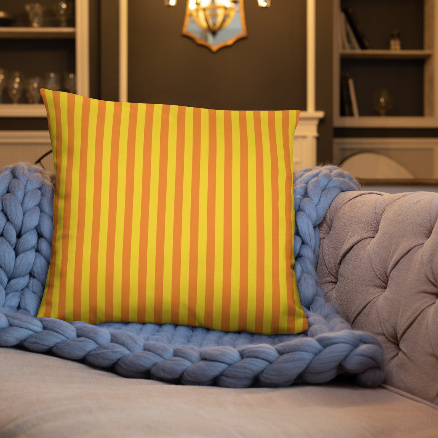 Pillow or Lumbar Bar Pillow Braniff Alexander Girard Aircraft Interior Design 1965 Orange Yellow Stripe