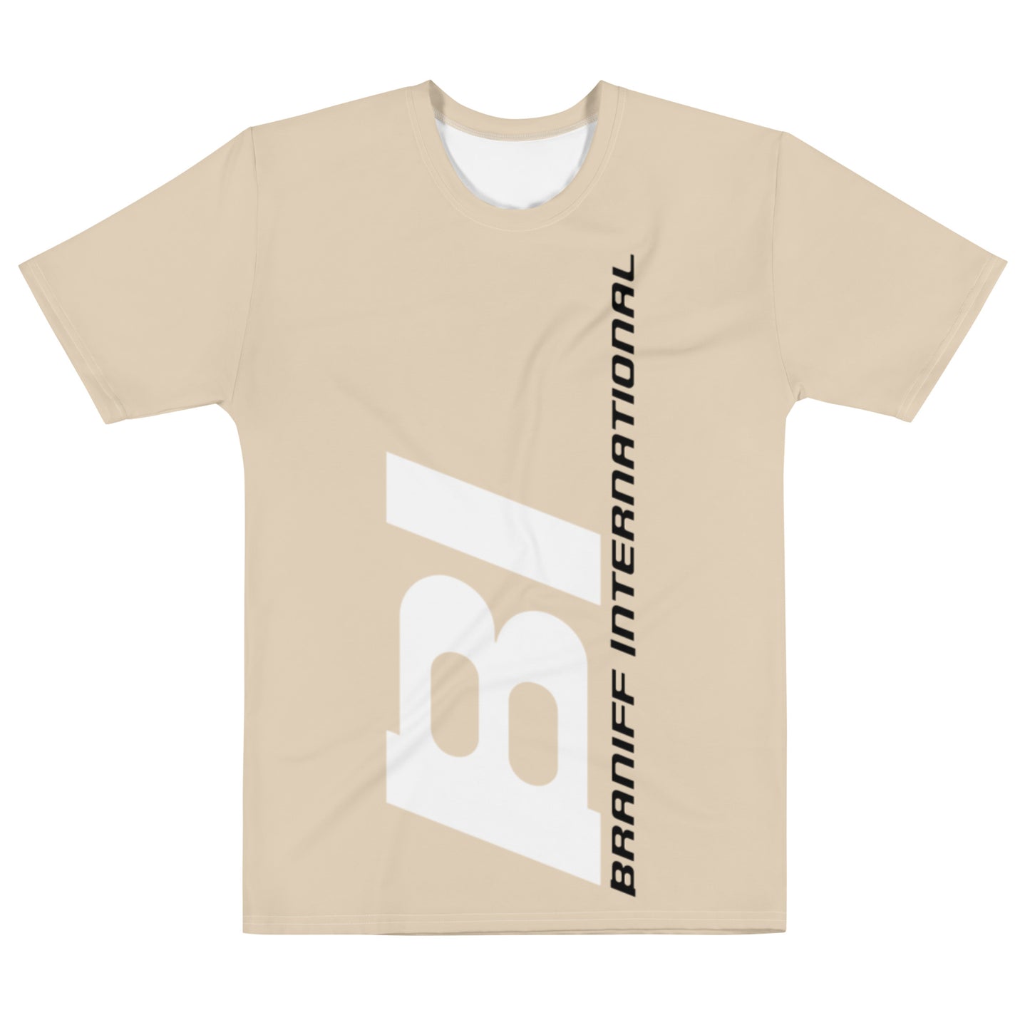 Short Sleeve Shirt Mens Womens Braniff End of the Plain Plane Alexander Girard BI Logo 1965 Beige