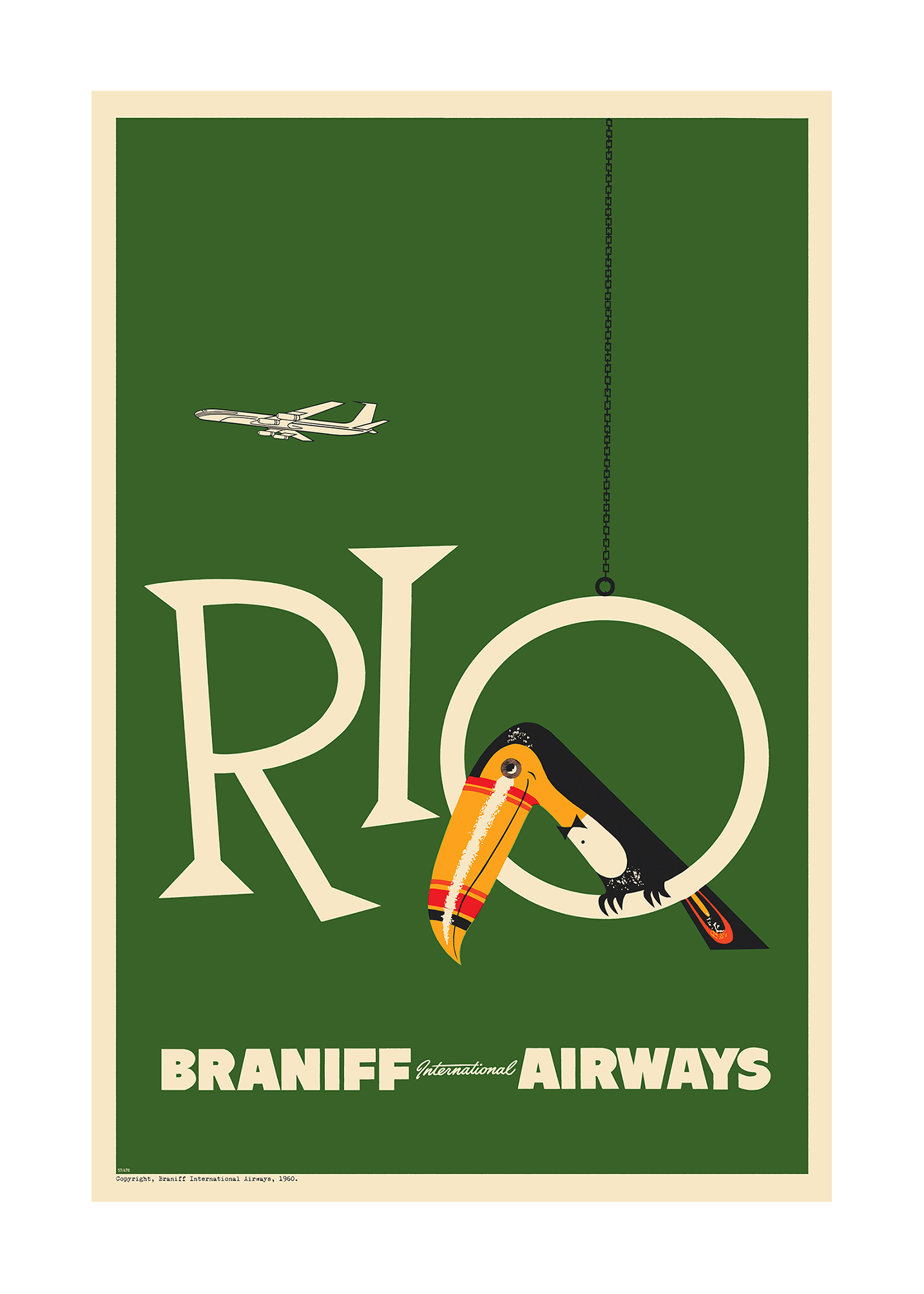 Braniff Rio Toucan Welcome to Brazil, 1959 [Forest green] - Premium Open Edition