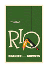 Braniff Rio Toucan Welcome to Brazil, 1959. (Forest green)