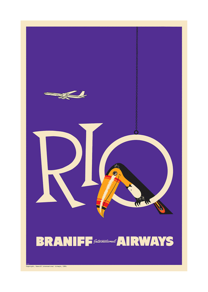 Braniff Rio Toucan Welcome to Brazil, 1959 [Purple] - Premium Open Edition