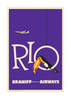 Braniff Rio Toucan Welcome to Brazil, 1959. (Purple)