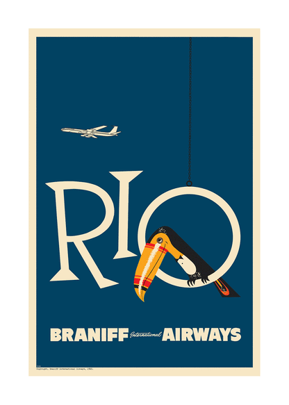 Braniff Rio Toucan Welcome to Brazil, 1959 [Navy] - Premium Open Edition