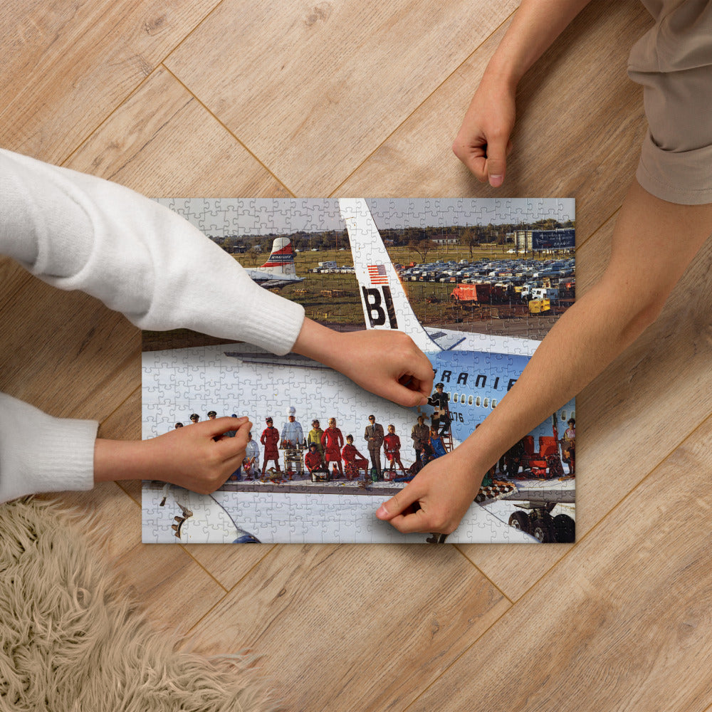 Jigsaw Puzzle Braniff International End of the Plain Plane Photo Shoot Dallas July 1965