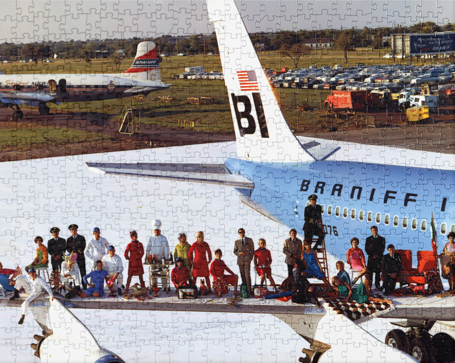 Jigsaw Puzzle Braniff International End of the Plain Plane Photo Shoot Dallas July 1965