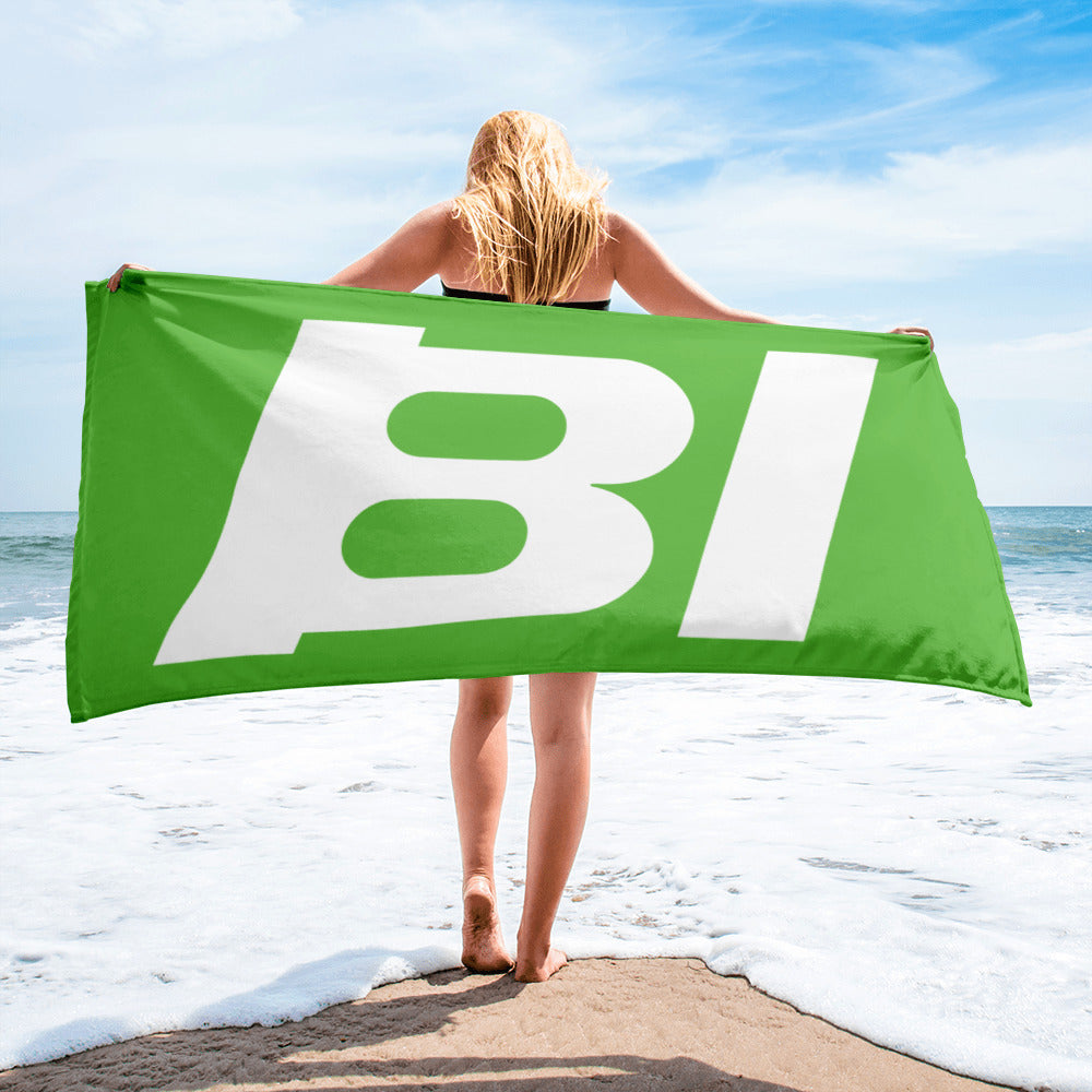 Bath and Beach Towel Sheet Extra Large Braniff Alexander Girard BI Logo End of the Plain Plane EOTPP 1967 Light Lime Green