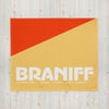 Braniff Super Soft Throw Blanket 1971 Two Tone Red Countries Served