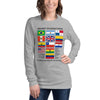 Long Sleeve Shirt T-Shirt Mens Womens Braniff International Flying Colors of the World Flags