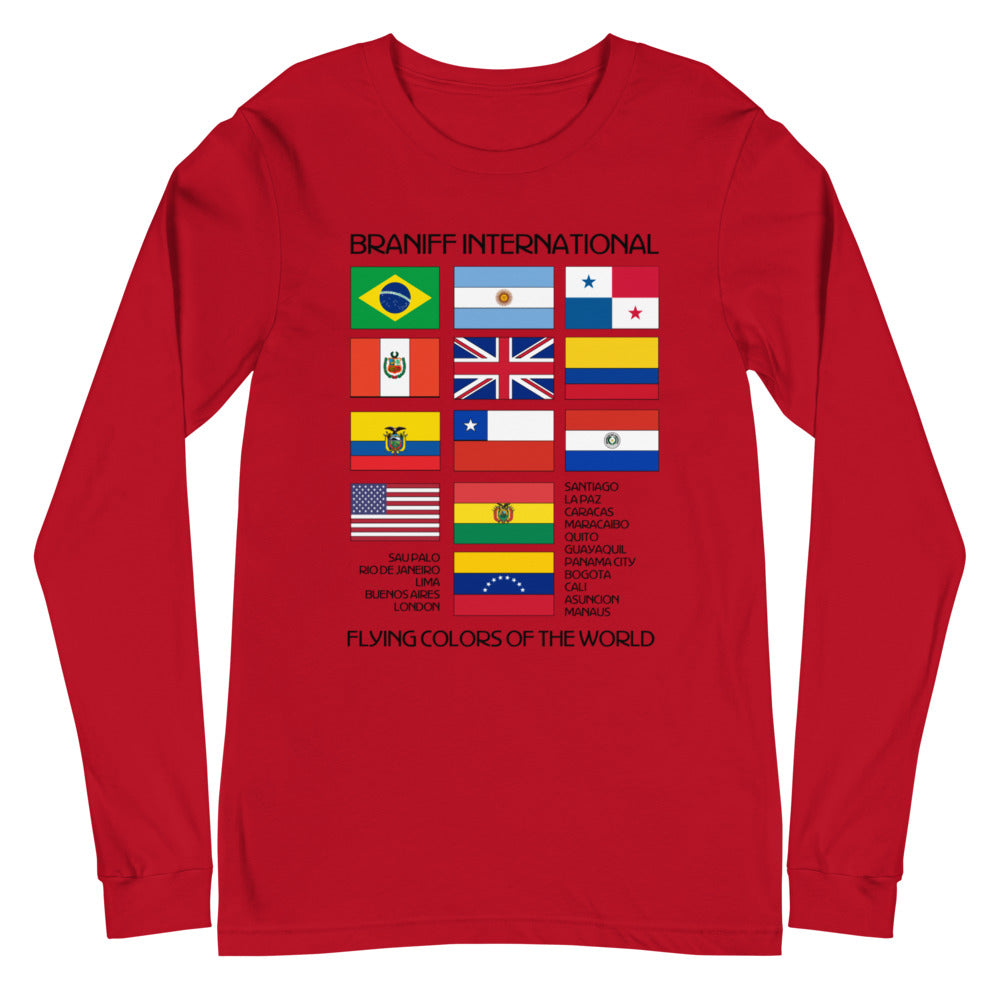 Long Sleeve Shirt T-Shirt Mens Womens Braniff International Flying