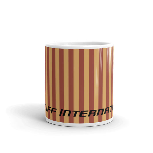 Coffee Mug 11oz Braniff Alexander Girard End of the Plain Plane EOTPP Brown Cream Stripe 1965