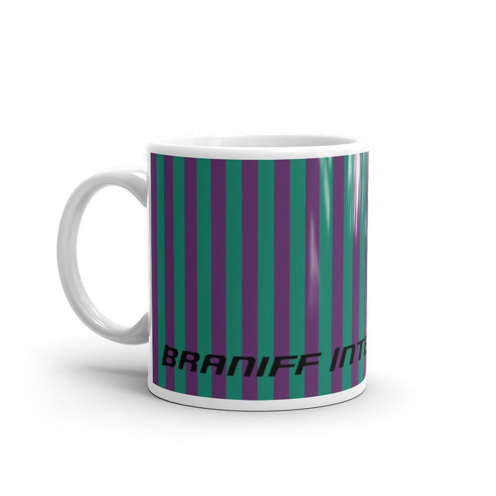Coffee Mug 11oz Braniff Alexander Girard End of the Plain Plane EOTPP Purple Green Stripe 1965