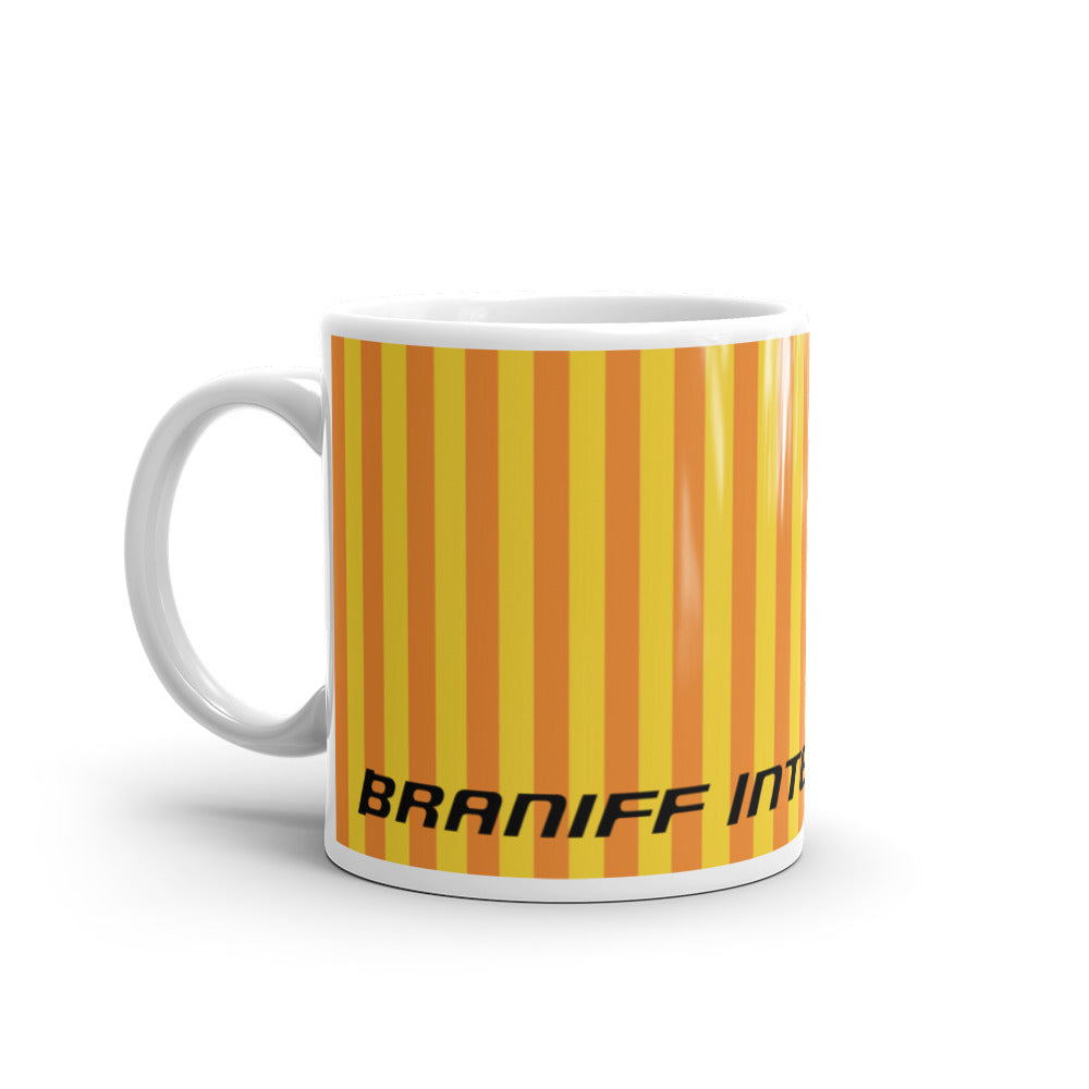 Coffee Mug 11oz Braniff Alexander Girard End of the Plain Plane EOTPP Orange Yellow Stripe 1965