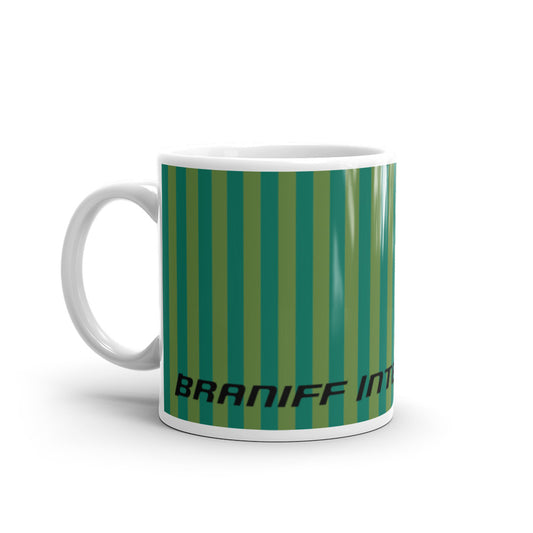 Coffee Mug 11oz Braniff Alexander Girard End of the Plain Plane EOTPP Green Green Stripe 1965