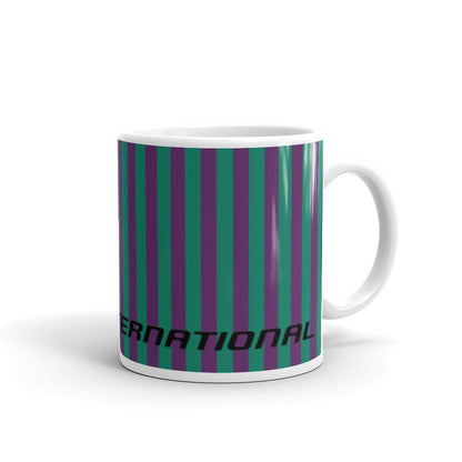 Coffee Mug 11oz Braniff Alexander Girard End of the Plain Plane EOTPP Purple Green Stripe 1965